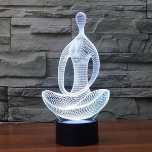 מנורת אווירה אשליה אופטית 3D + שלט רחוק - דגם: מדיטציה/יוגה