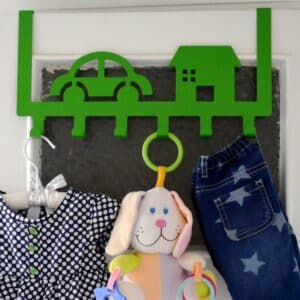 מתלה בגדים לדלת ללא ברגים, עשוי מתכת - בית ורכב ירוק