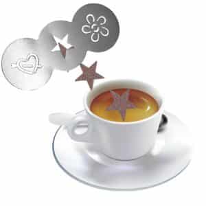 סט 3 שבלונות ציורים מנירוסטה, לעיצוב/קישוט קפה/שוקו