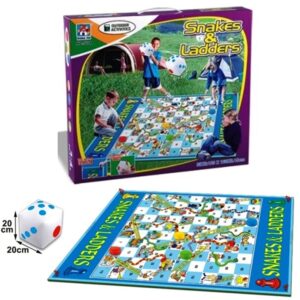 משחק לחצר/גינה: משחק סולמות ונחשים ענק + קוביה מתנפחת