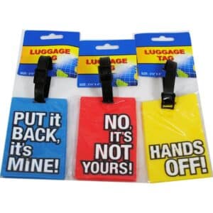 תג מזוודה מקורי ומעוצב, עם אמרות מצחיקות