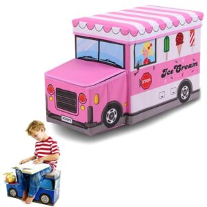 ארגז צעצועים לאחסון וישיבה – אוטו גלידה