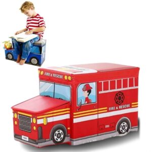 ארגז צעצועים לאחסון וישיבה – אוטו כבאית