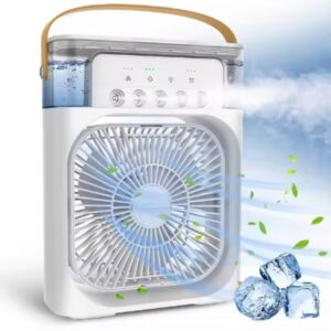 מיני מזגן שולחני עם מתיז מים / מאוורר ערפל  - מופעל USB