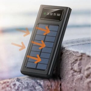 מטען סולארי עם מסך תצוגה דיגיטלי וכבלים מובנים mAh 10,000