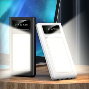 סוללת גיבוי עם פנס, מסך תצוגה דיגיטלי וכבלים מובנים mAh 10,000