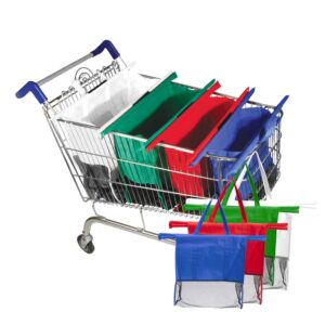 סט 4 סלי קניות רב שימושיים, המתלבשים על עגלת סופר