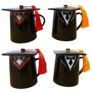 ספל סיום לימודים עם מכסה בעיצוב כובע בוגר - Graduation Mug