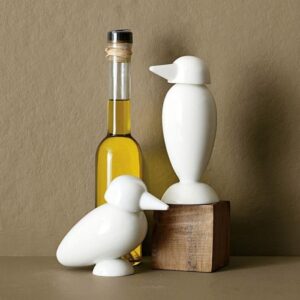 זוג כלי שמן וחומץ - בעיצוב ציפורים מפורצלן