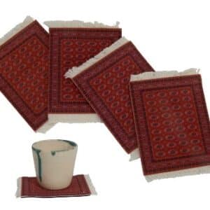 סט 4 תחתיות לכוסות, בעיצוב שטיח פרסי יוקרתי