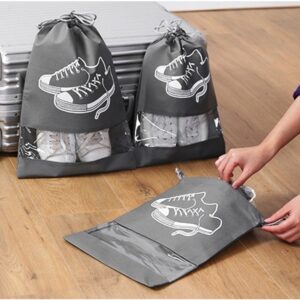 תיק נעליים עם שרוכים לנסיעות/בית, עשוי אל בד